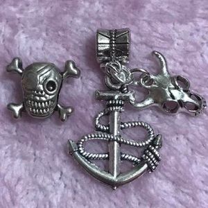 Skull Nautical Anchor Skeleton Charm Bundle
